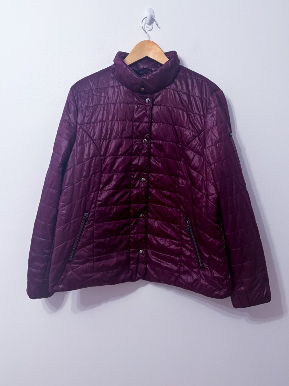 CHILLAX LEVEL 2 Plum Lightweight Quilted Puffer Snap Front Jacket X-Large